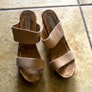 Tan strap wedge